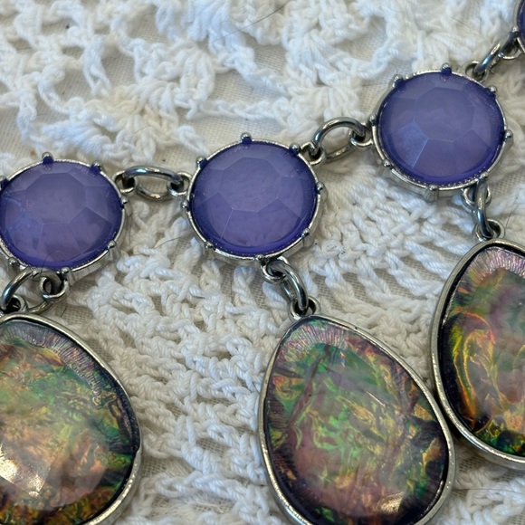 Vintage charming Charlie Purple and Iridescent Necklace - Picture 2 of 5